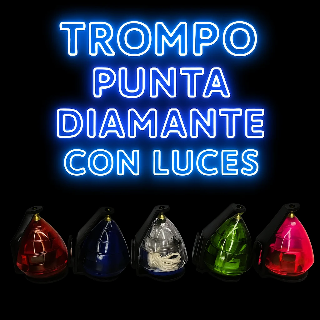 Trompo acrobático con punta diamante con luces  tipo cometa diamante turbo